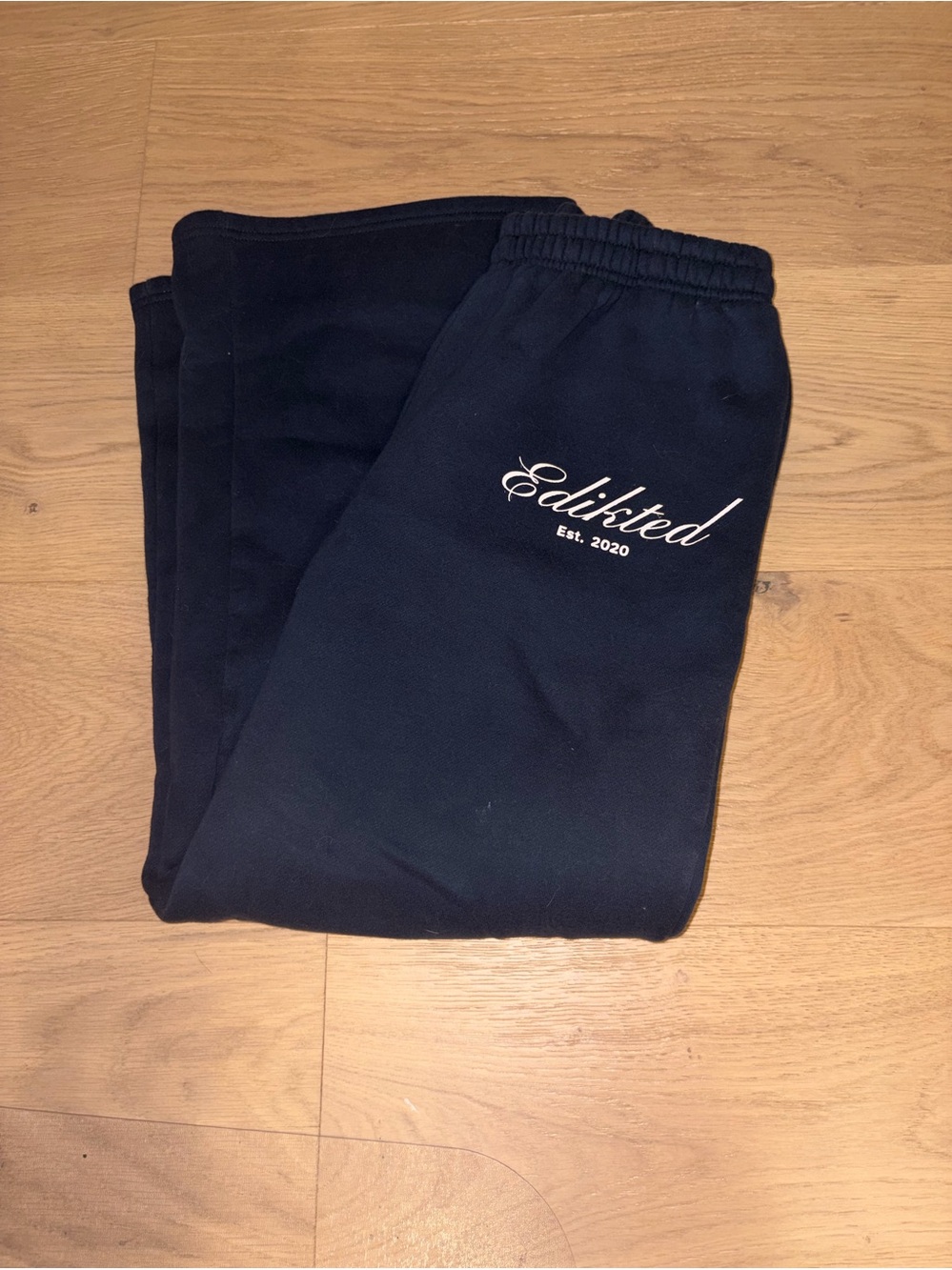 Edikted woman’s Navy Black Script Logo Joggers